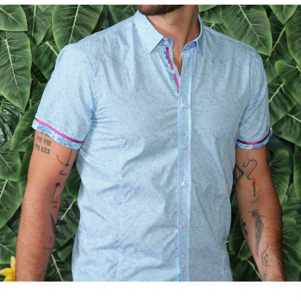 NEW EIGHT X pattern short sleeve shirt in blue